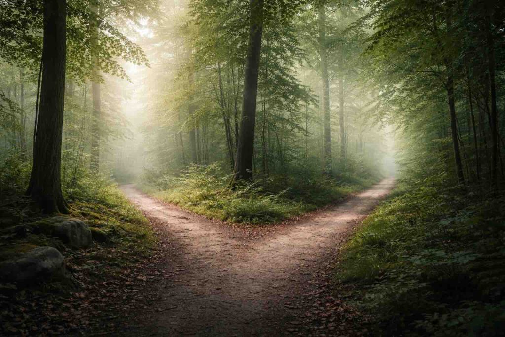 Skovsti der deler sig i to veje som symbol på forskel mellem autisme og ADHD
